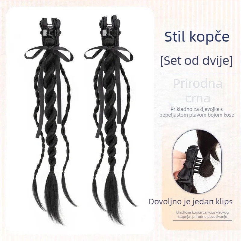 Perika Bear Twist Braid Clip, ručno izrađena, vlakna otporna na visoku temperaturu, nije za bojanje ili trajnu