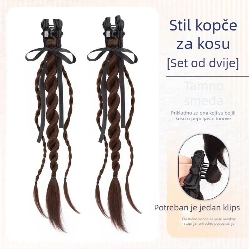 Perika Bear Twist Braid Clip, ručno izrađena, vlakna otporna na visoku temperaturu, nije za bojanje ili trajnu