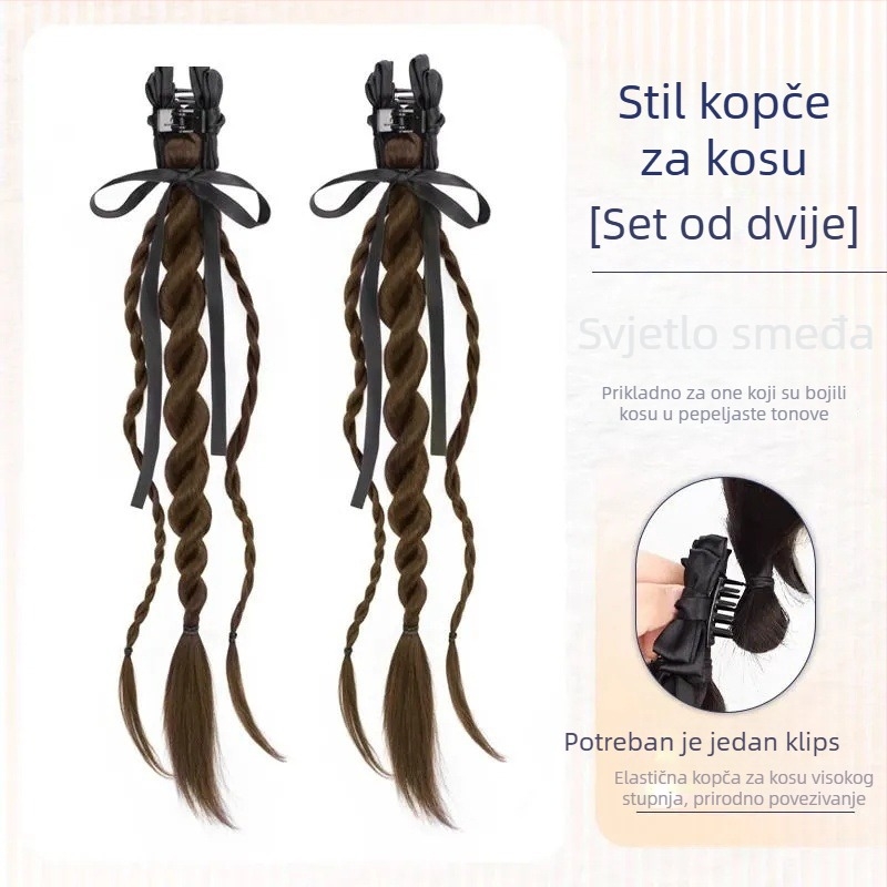 Perika Bear Twist Braid Clip, ručno izrađena, vlakna otporna na visoku temperaturu, nije za bojanje ili trajnu