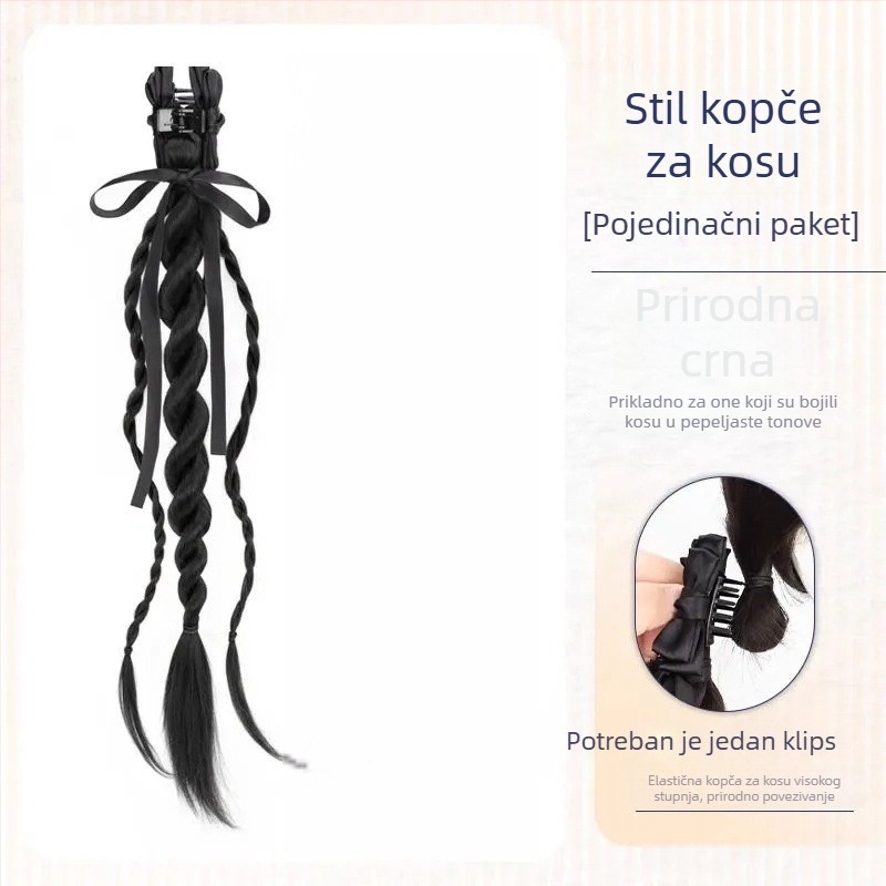 Perika Bear Twist Braid Clip, ručno izrađena, vlakna otporna na visoku temperaturu, nije za bojanje ili trajnu