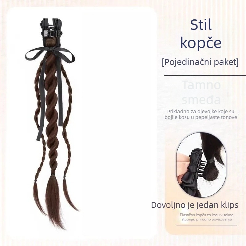 Perika Bear Twist Braid Clip, ručno izrađena, vlakna otporna na visoku temperaturu, nije za bojanje ili trajnu
