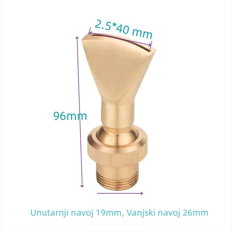 Bakreni prilagodljivi višedirekcijski mlaznik s oblikom ventilatora i usmjerenim plosnatim otvornikom za vodene značajke marki Petrel (Materijal: bakar; Opseg primjene: dvorišta, umjetne planine, bazeni, pejzažne fontane)