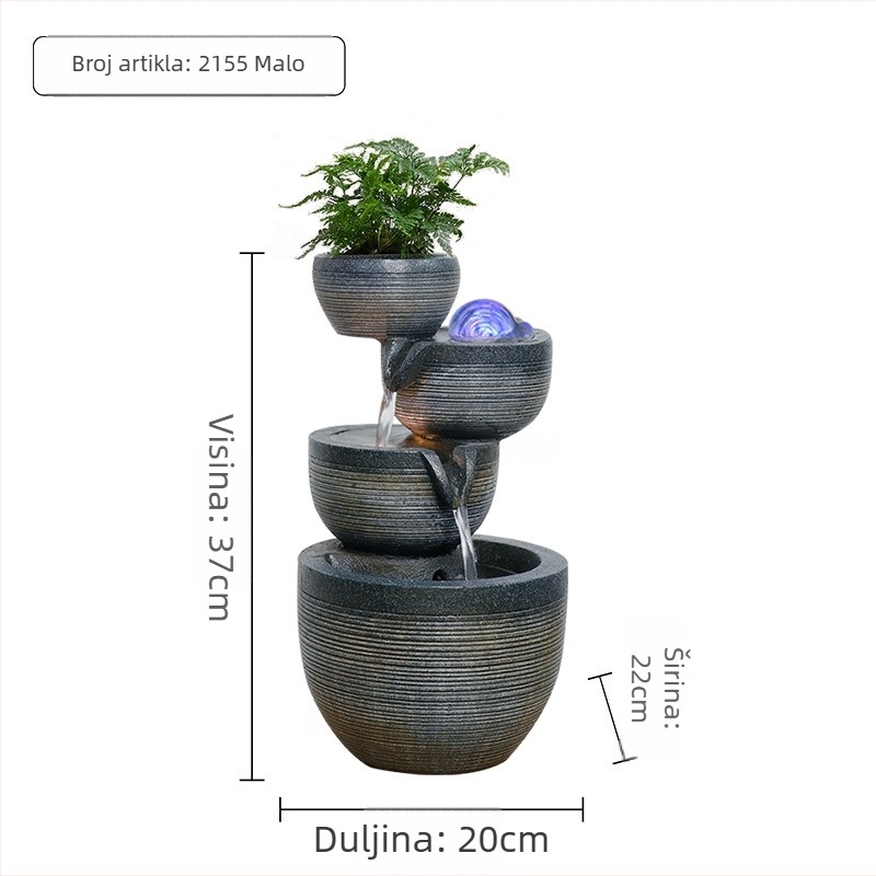 Smoleni fontan s cirkulacijom vode i Feng Shui kuglom, stajaći/na stolu dekor za dom i ured, ručno izrađeno, brend Qijotao, idealan poklon za vjenčanje
