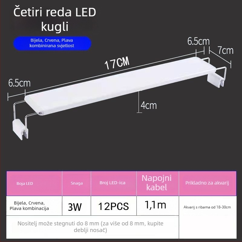 Vodootporna LED lampica za akvarij s nosačem – energetski učinkovito profesionalno osvjetljenje za uređenje akvarija