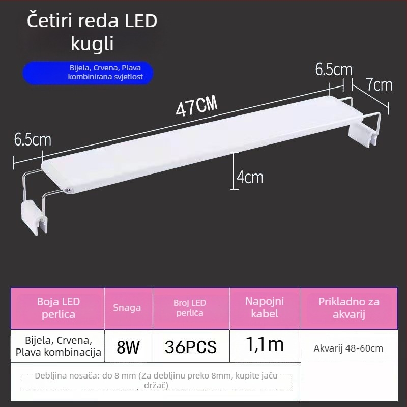 Vodootporna LED lampica za akvarij s nosačem – energetski učinkovito profesionalno osvjetljenje za uređenje akvarija