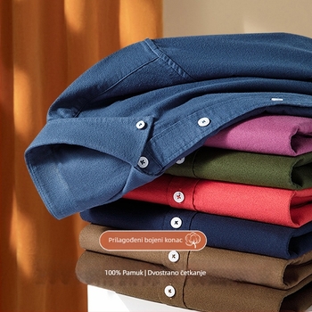 Košulja od čiste pamuka s brushed završnim slojem, rever, džepni detalj, jednobojna, prozračna i odvodi vlagu.