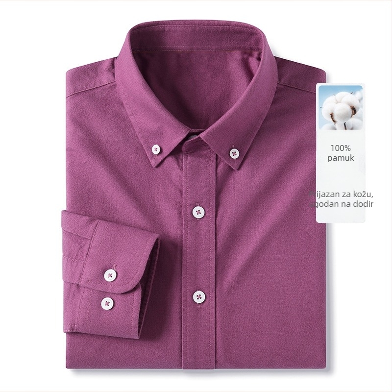 Košulja od čiste pamuka s brushed završnim slojem, rever, džepni detalj, jednobojna, prozračna i odvodi vlagu.