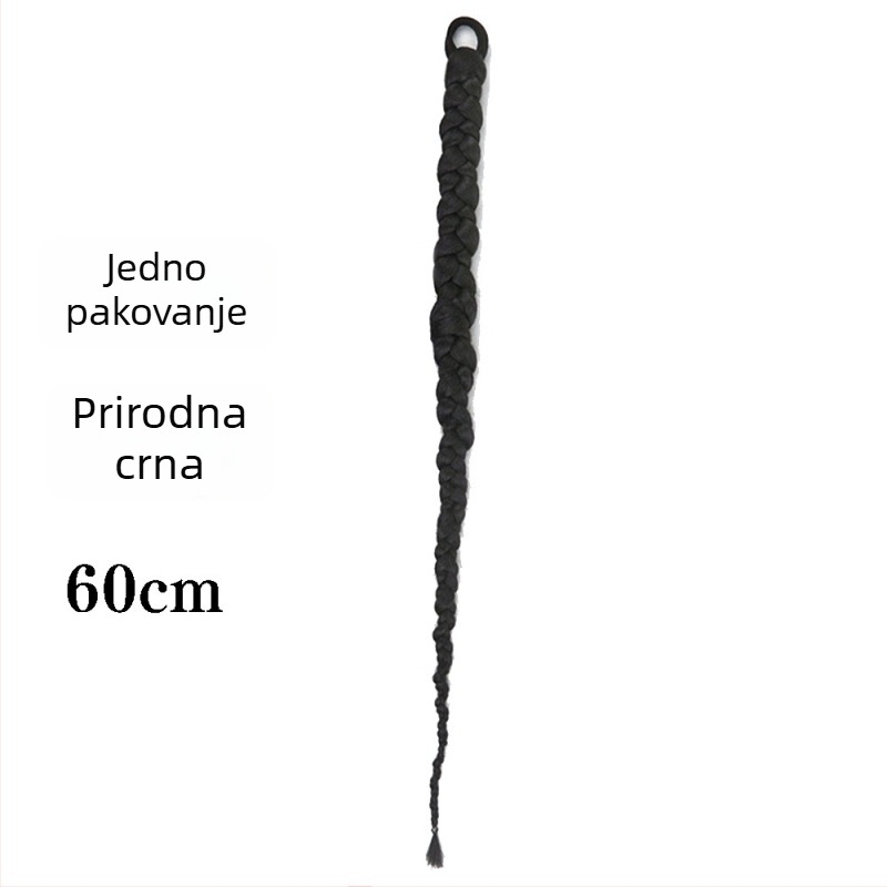 Perika s dugim uvijenim pletenica i dvostrukom repom, prirodan izgled, vlakna otporna na toplinu, model PY09