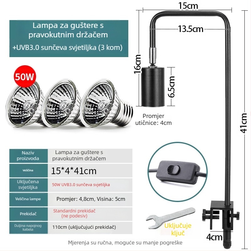 Lampa za reptile za sunčanje i grijanje, tijelo od aluminijske legure, 25W, dodatno osvjetljenje, branda Climbing General