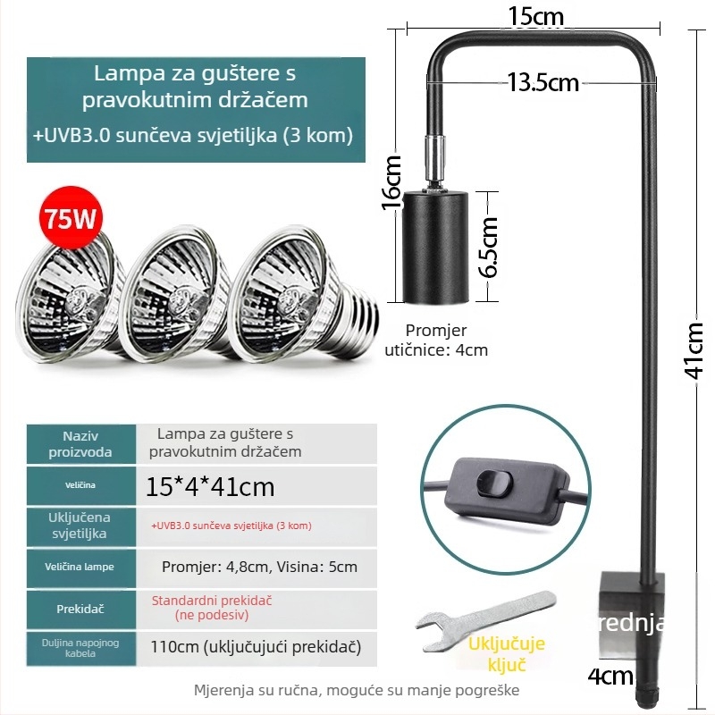 Lampa za reptile za sunčanje i grijanje, tijelo od aluminijske legure, 25W, dodatno osvjetljenje, branda Climbing General