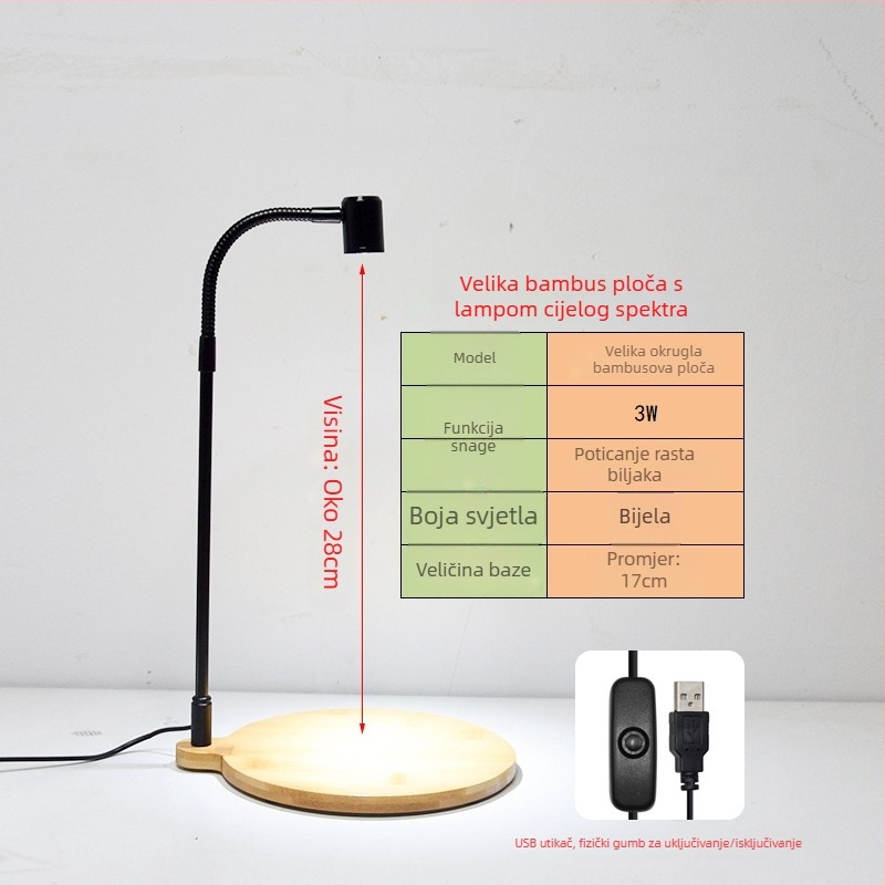 LED rasvjeta za rast biljaka za sukulente i lončanice – potpuno spektrum, 3W, 0,5 kg