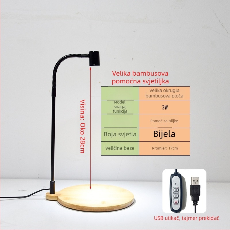 LED rasvjeta za rast biljaka za sukulente i lončanice – potpuno spektrum, 3W, 0,5 kg