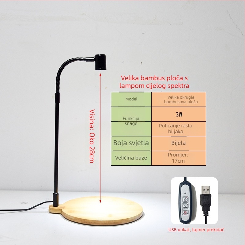 LED rasvjeta za rast biljaka za sukulente i lončanice – potpuno spektrum, 3W, 0,5 kg