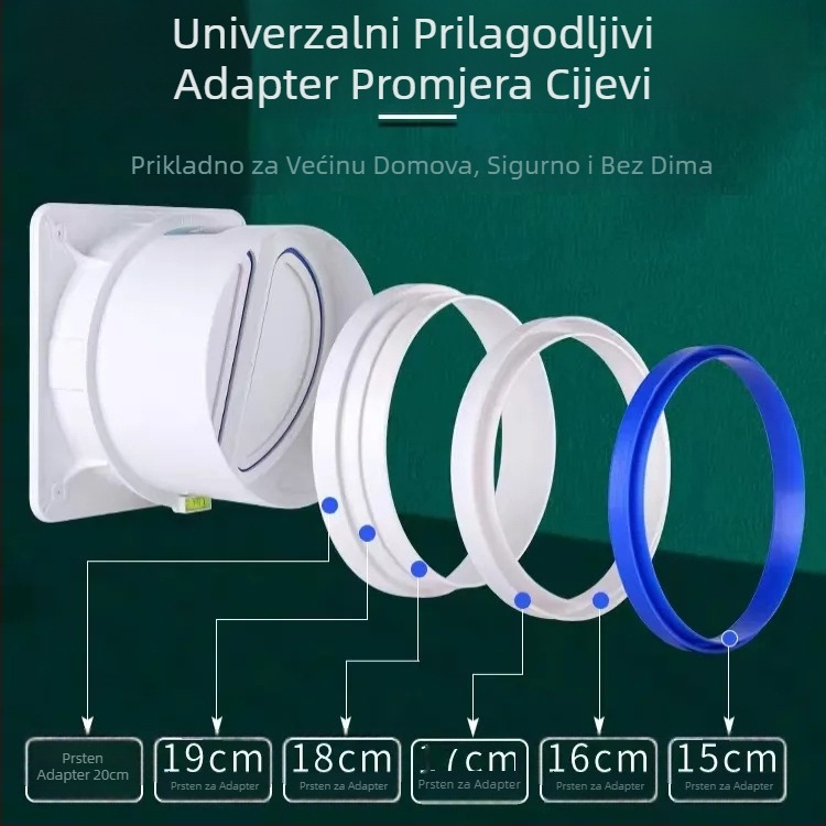 Kuhinjski ventil protiv toka, univerzalnog tipa, vrhunskog dizajna, staklenog tijela, kroz zid – dodatak za napa
