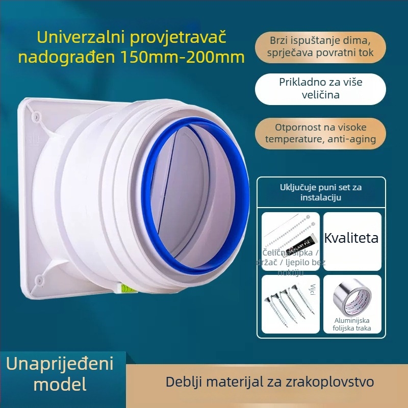 Kuhinjski ventil protiv toka, univerzalnog tipa, vrhunskog dizajna, staklenog tijela, kroz zid – dodatak za napa