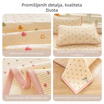 Pokrov za krevet iz dvostruko slojne gazirane tkanine, protuklizni tatami navlaka za madrac, 3-dijelni set, cartoon motiv, reaktivno bojanje, sintetička vlakna