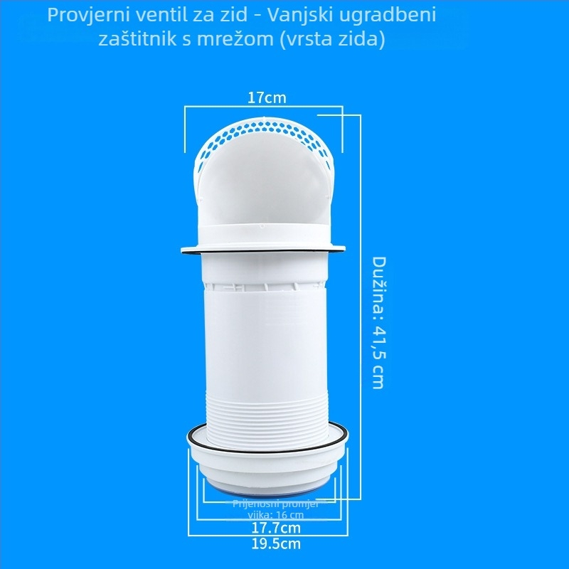 Kuhinjski kroz-stenski provjerni ventil za staklenu napa, plastični, moderni stil