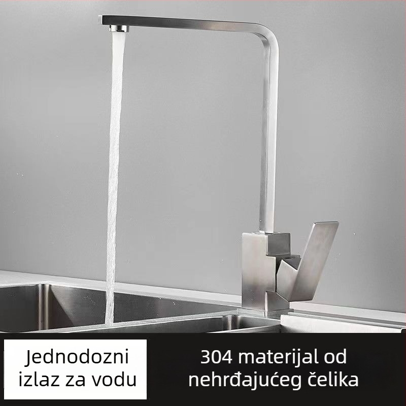 Kuhinjska slavina od nehrđajućeg čelika, model 10090, miješalica, ugradnja tip sjedalo, keramički jezgreni ventil