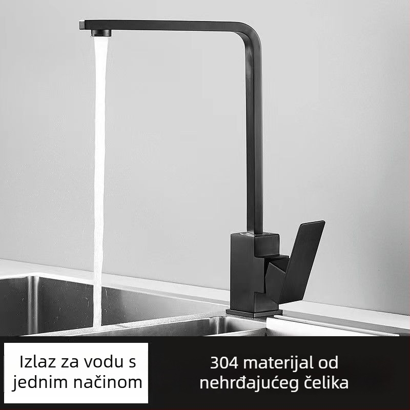 Kuhinjska slavina od nehrđajućeg čelika, model 10090, miješalica, ugradnja tip sjedalo, keramički jezgreni ventil