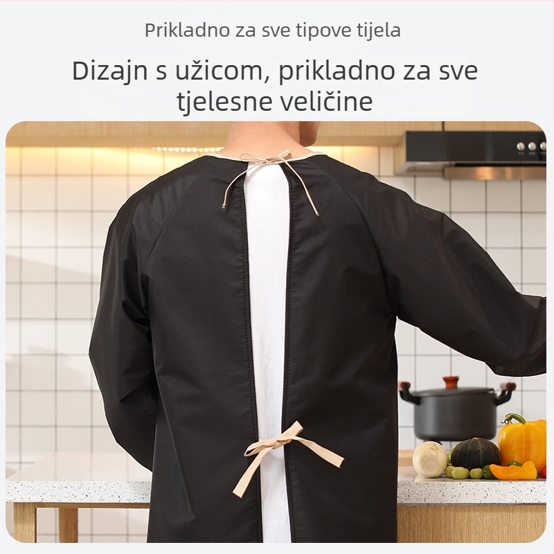 Dugačka kuhinjska pregača za muškarce, PVC, vodootporna i otporna na masnoću, geometrijski apstraktni uzorak, japanski stil