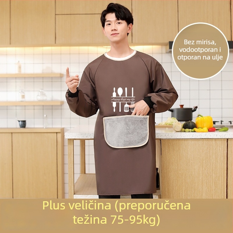 Dugačka kuhinjska pregača za muškarce, PVC, vodootporna i otporna na masnoću, geometrijski apstraktni uzorak, japanski stil