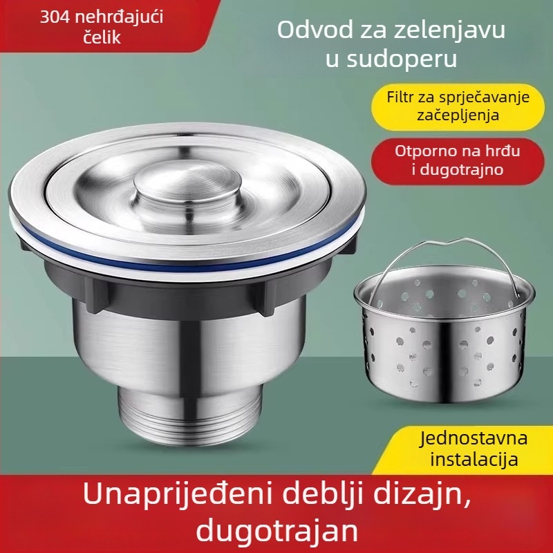 Set odvoda za kuhinju — nehrđajući čelik, S-oblika, vučni tip, model JG-XS1, JOIUWW