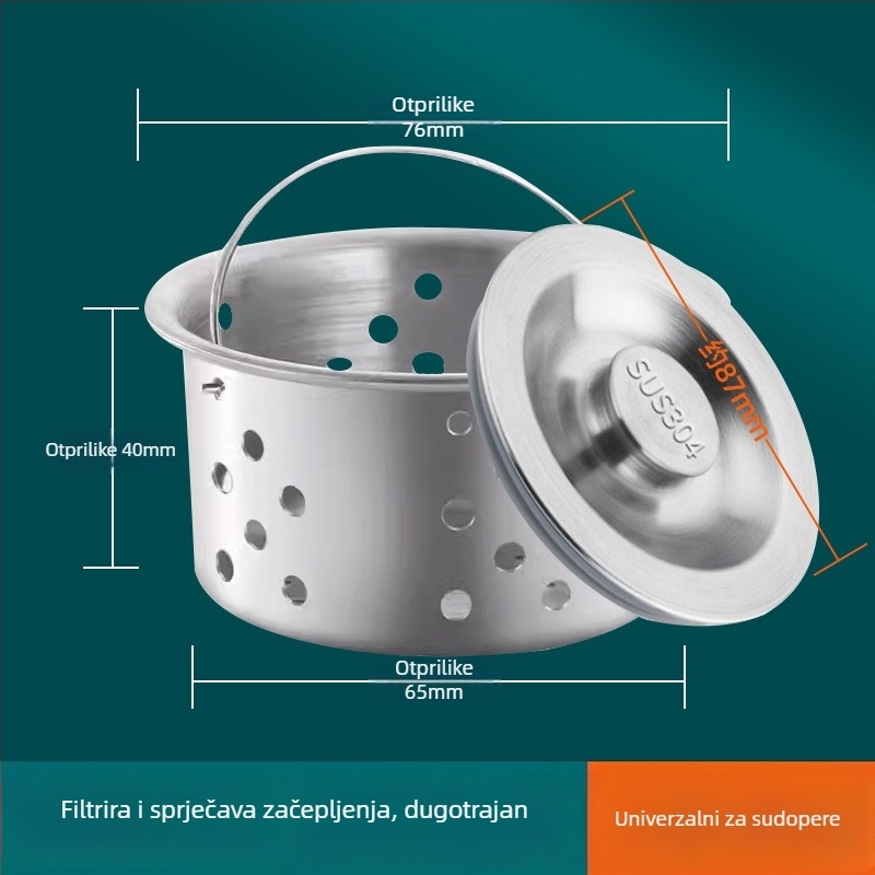 Set odvoda za kuhinju — nehrđajući čelik, S-oblika, vučni tip, model JG-XS1, JOIUWW