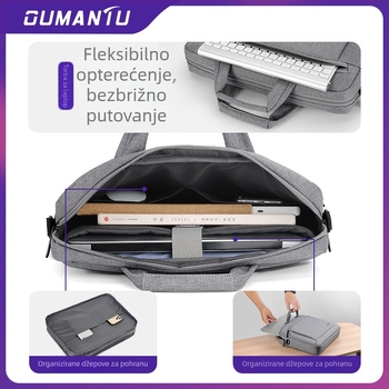 Aumantu torba za laptop, Oxford platno, prozračna, vodootporna, otporna na habanje, zaštita od udara, podstava od poliestera, unisex