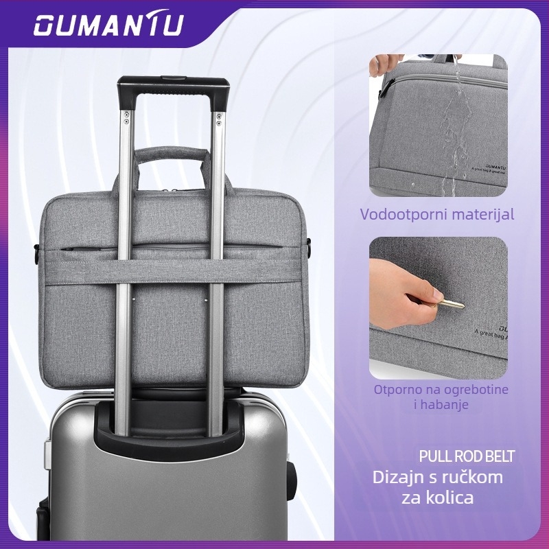 Aumantu torba za laptop, Oxford platno, prozračna, vodootporna, otporna na habanje, zaštita od udara, podstava od poliestera, unisex