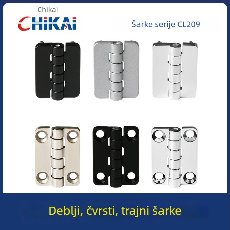 CL209 običan kvadratni šarki za razvodne kutije — modeli CL209-1, CL209-A, CL209-1C; materijal: cinkova legura; završna obrada površine: elektroplatiranje i poliranje; marka: Chikai