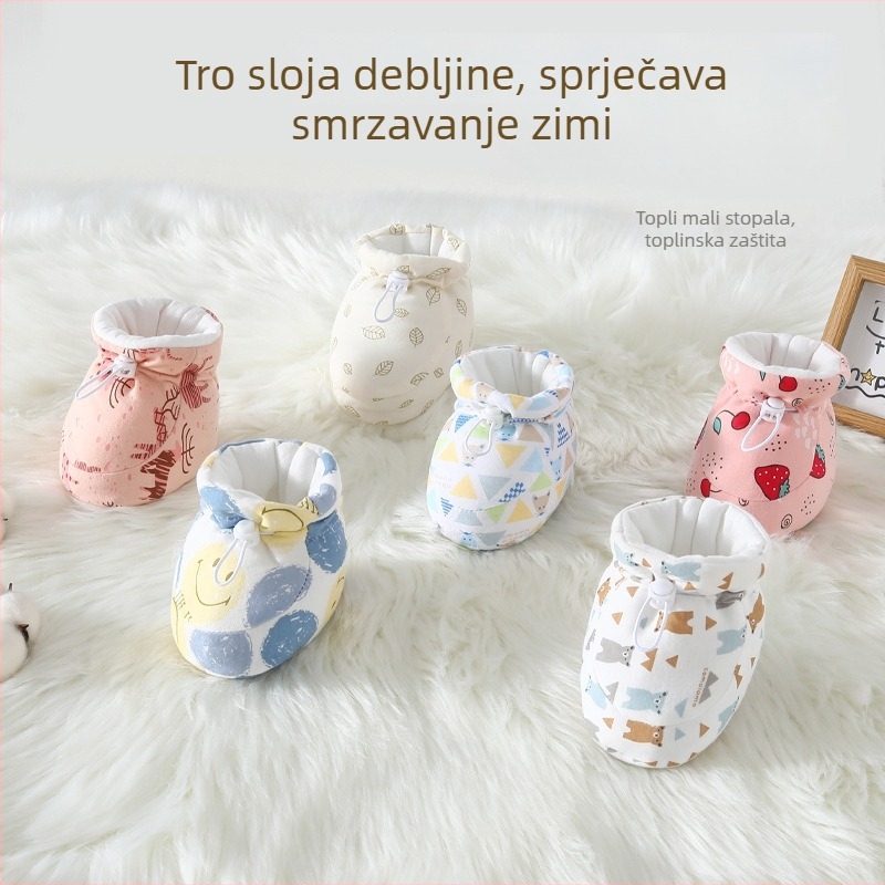 Dječje cipele s mekom potplatom, protuklizne, za unutarnju upotrebu, debela plišana podstava, elastična traka za zatvaranje, zaobljeni vrh, karikatura uzorak, za 6–12 mjeseci