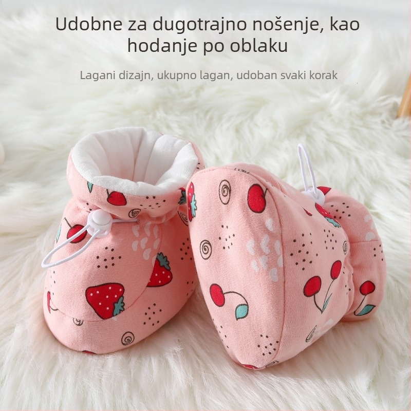 Dječje cipele s mekom potplatom, protuklizne, za unutarnju upotrebu, debela plišana podstava, elastična traka za zatvaranje, zaobljeni vrh, karikatura uzorak, za 6–12 mjeseci