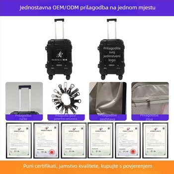 Putni kovčeg s aluminijskim okvirom, univerzalnim kotačićima, ABS+PC kućištem, TSA kombinacijski brava, velik kapacitet