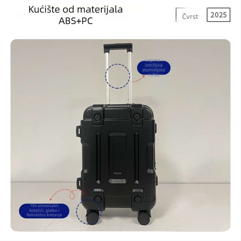 Putni kovčeg s aluminijskim okvirom, univerzalnim kotačićima, ABS+PC kućištem, TSA kombinacijski brava, velik kapacitet