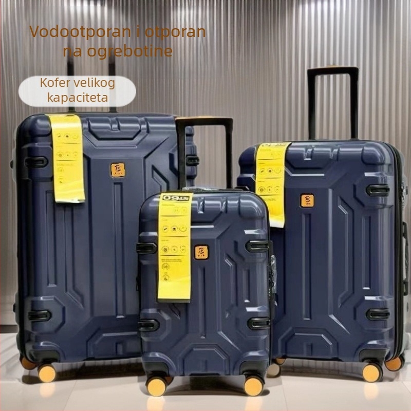 Trodijelni set putnih kofera s tvrdim ABS+PC kućištem, kapacitet 56–75 L, TSA zaključavanje, okretni kotači, proširivi