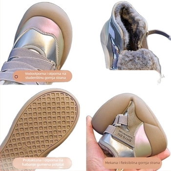 Dječje zimske čizme za snijeg, unisex, vodootporne, s debelim plišastim unutarnjim slojem, protuklizna gumena potplata, tople i mekane