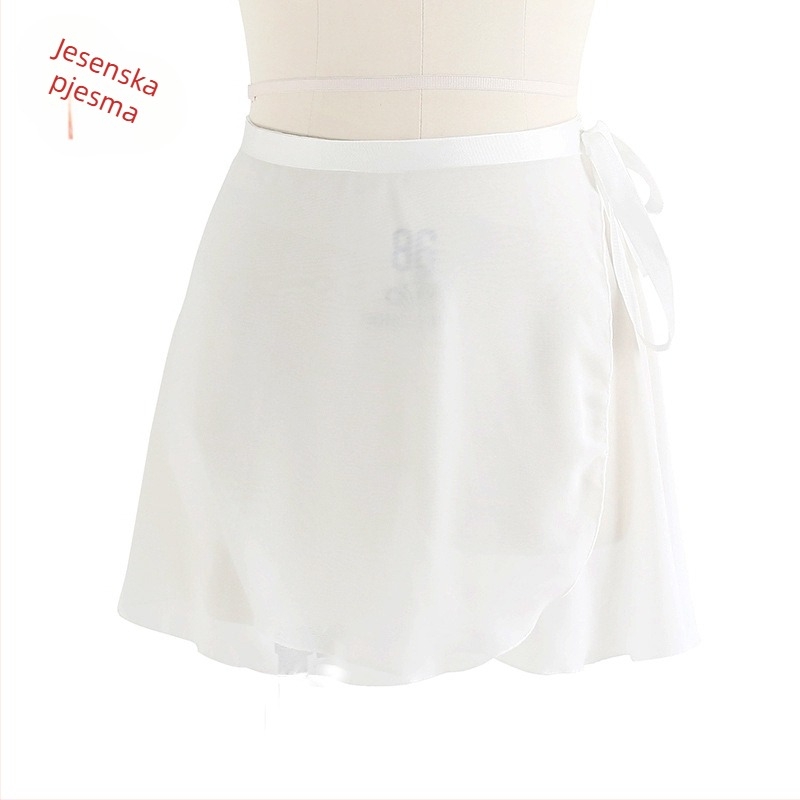 Ženska baletna suknja za odrasle, jednodijelna mrežasta suknja s vezicom, vanjski materijal 95% poliester, podstava šifon