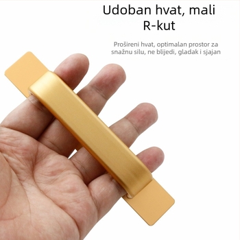 Sukop 41144 držač za klizna vrata od aluminijske legure, mat završna obrada, pričvršćivanje ljepilom bez bušenja, za drvena vrata i staklene kuhinjske ormariće