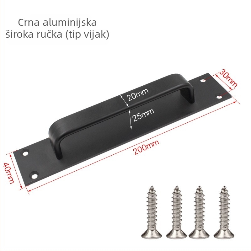 Sukop 41144 držač za klizna vrata od aluminijske legure, mat završna obrada, pričvršćivanje ljepilom bez bušenja, za drvena vrata i staklene kuhinjske ormariće