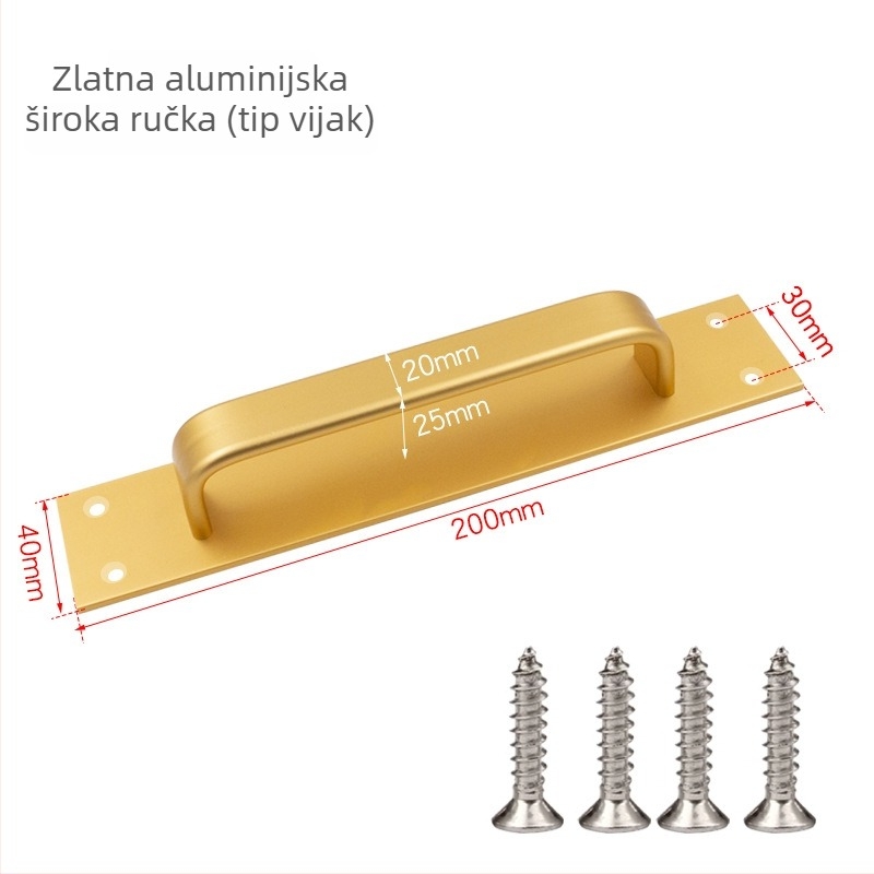 Sukop 41144 držač za klizna vrata od aluminijske legure, mat završna obrada, pričvršćivanje ljepilom bez bušenja, za drvena vrata i staklene kuhinjske ormariće