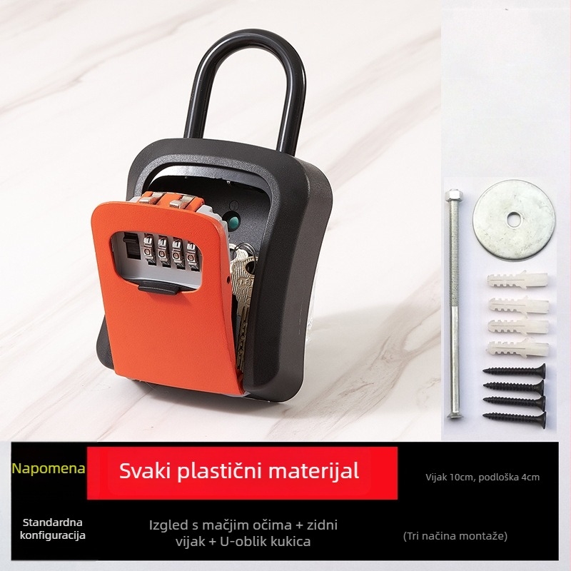 MGWS G7-QS mehanička kutija za ključeve s kodom, model G7-QS, materijal: inženjerski plast- legura, debljina brave 8 mm, razmak šipki 40 mm