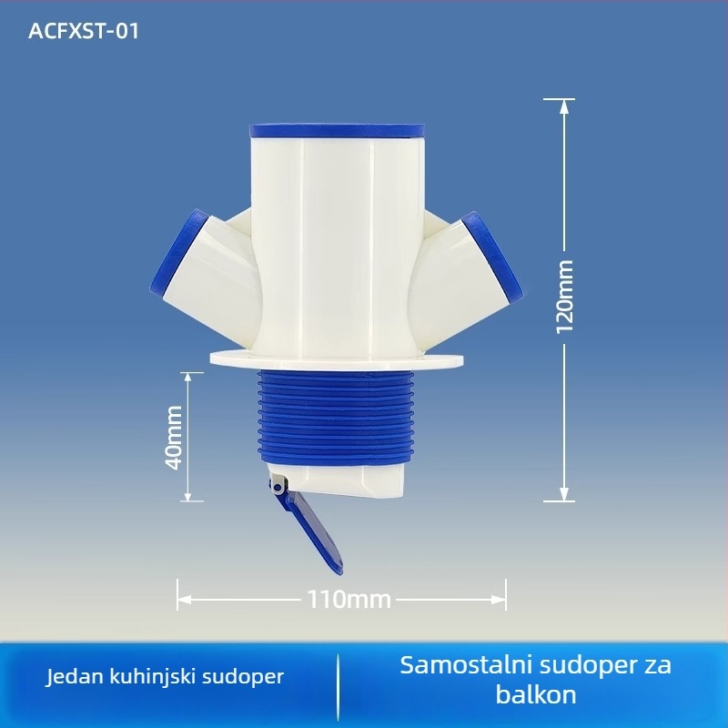 Kuhinjski T-spoj za odvod - trodirektni razdjelnik, ABS materijal, marka Yayier bathroom