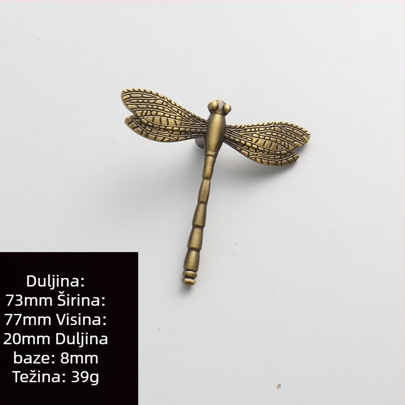 Drška za garderobu, dizajn dragonfly, cinkova legura, lijevanje pod pritiskom, površinska ugradnja