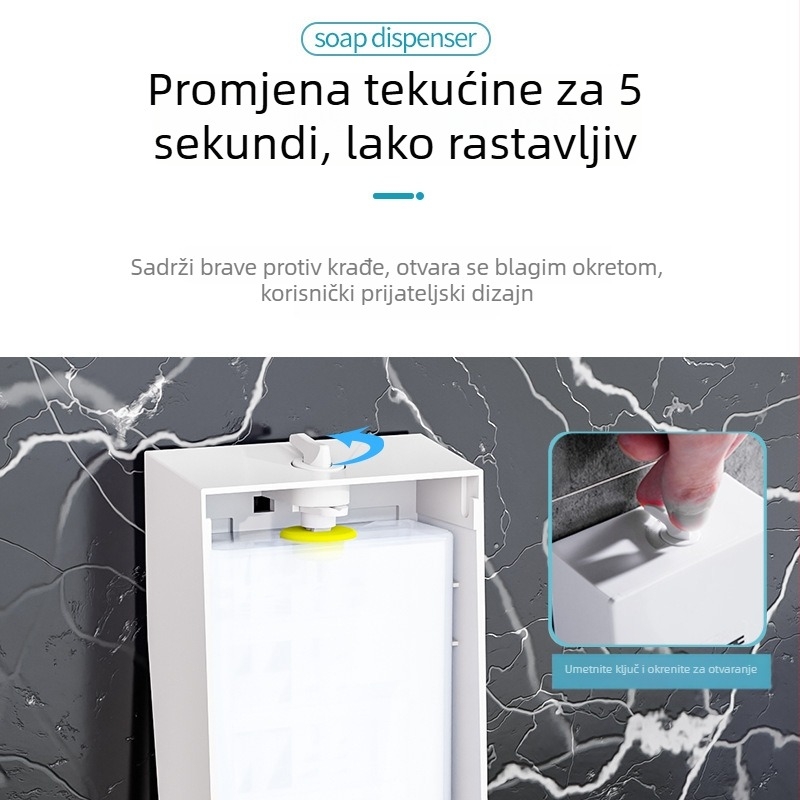 Dispenzer za sapun na zid, ručni pritisk, ABS, model 2290, Wing Home