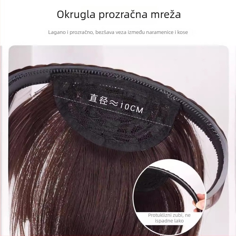 Pera s dvostrukim pletenicama na traku za glavu i fringe — vlakna otporna na toplotu, konstrukcija mehanizam, za žene, fringe se može poravnati ili nagnuti, bez bojanja