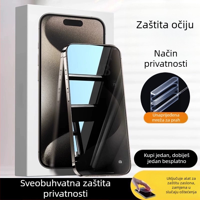 Staklena zaštita zaslona s AR zaštitom očiju, prednji film, HD kvaliteta, kompatibilno s iPhone 15 Pro Max, 16 Pro i 14 Plus