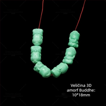 Privjesak od magnezita s gravurom Guanyin i Buddhe Maitreya te Pixiu; talisman; oblik: starinski koralj / jabukasti koralj; obrada: graviranje i poliranje; podrijetlo: Shanwei; stil: lagani luksuz