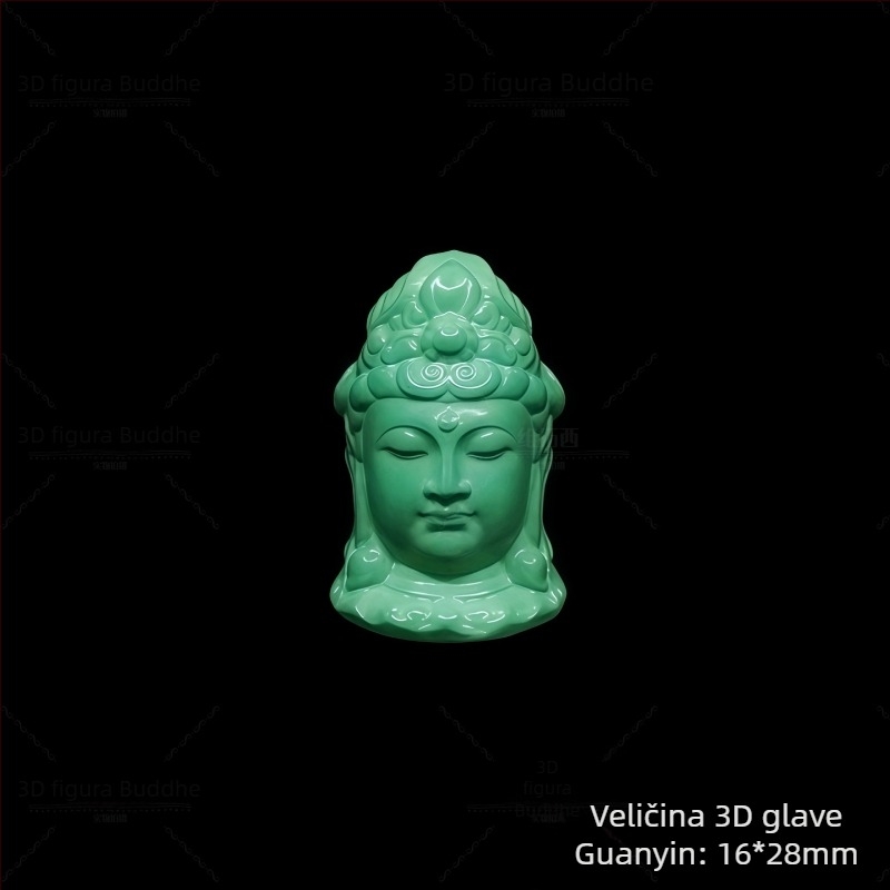 Privjesak od magnezita s gravurom Guanyin i Buddhe Maitreya te Pixiu; talisman; oblik: starinski koralj / jabukasti koralj; obrada: graviranje i poliranje; podrijetlo: Shanwei; stil: lagani luksuz