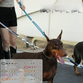 Povodac za psa, dvostruki najlon, materijal imitacija najlona, metalna kopča, otporan na udarce