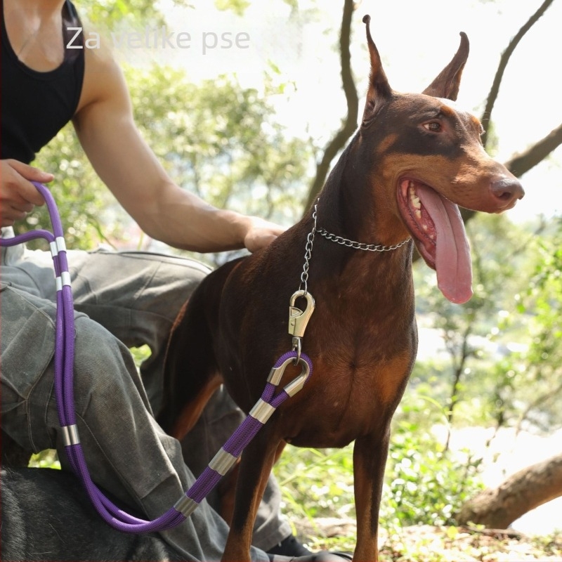 Povodac za psa, dvostruki najlon, materijal imitacija najlona, metalna kopča, otporan na udarce